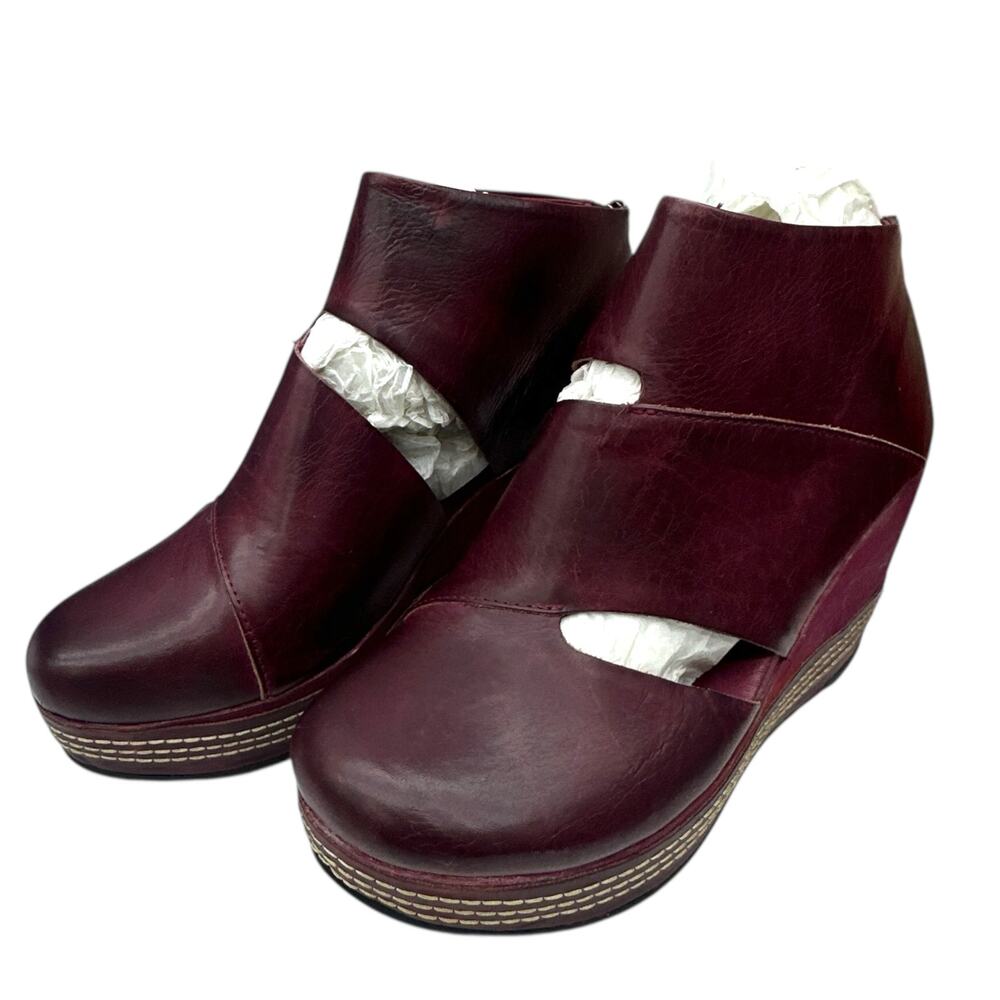 Antelope 984 Hi Cut & Wrap Platform Wedge Red Bordeaux Women's size 10 - Picture 5 of 8